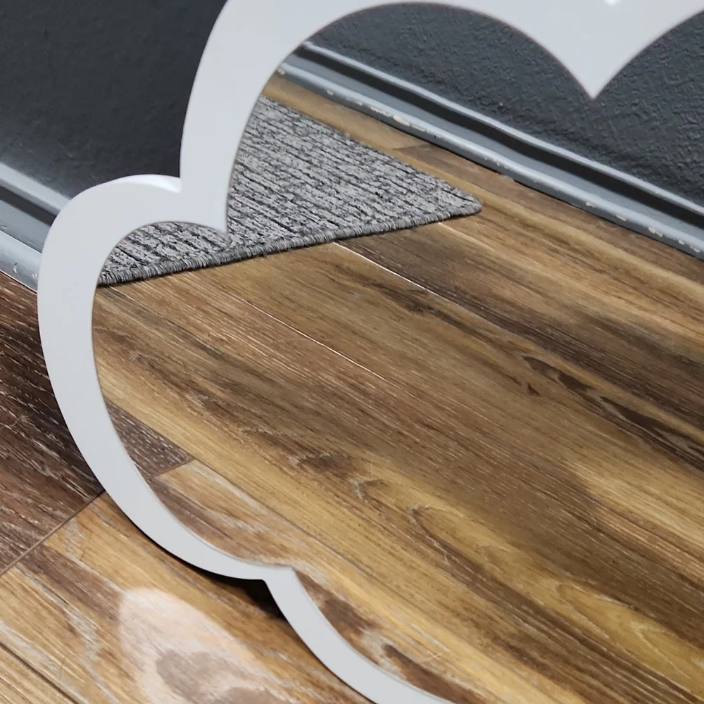 White Wood Cloud Mirror